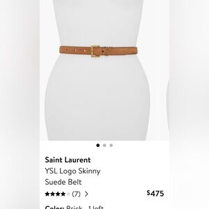 SKINNY YSL SUEDE BELT - Medium, 1/4” wide, brick suede color.